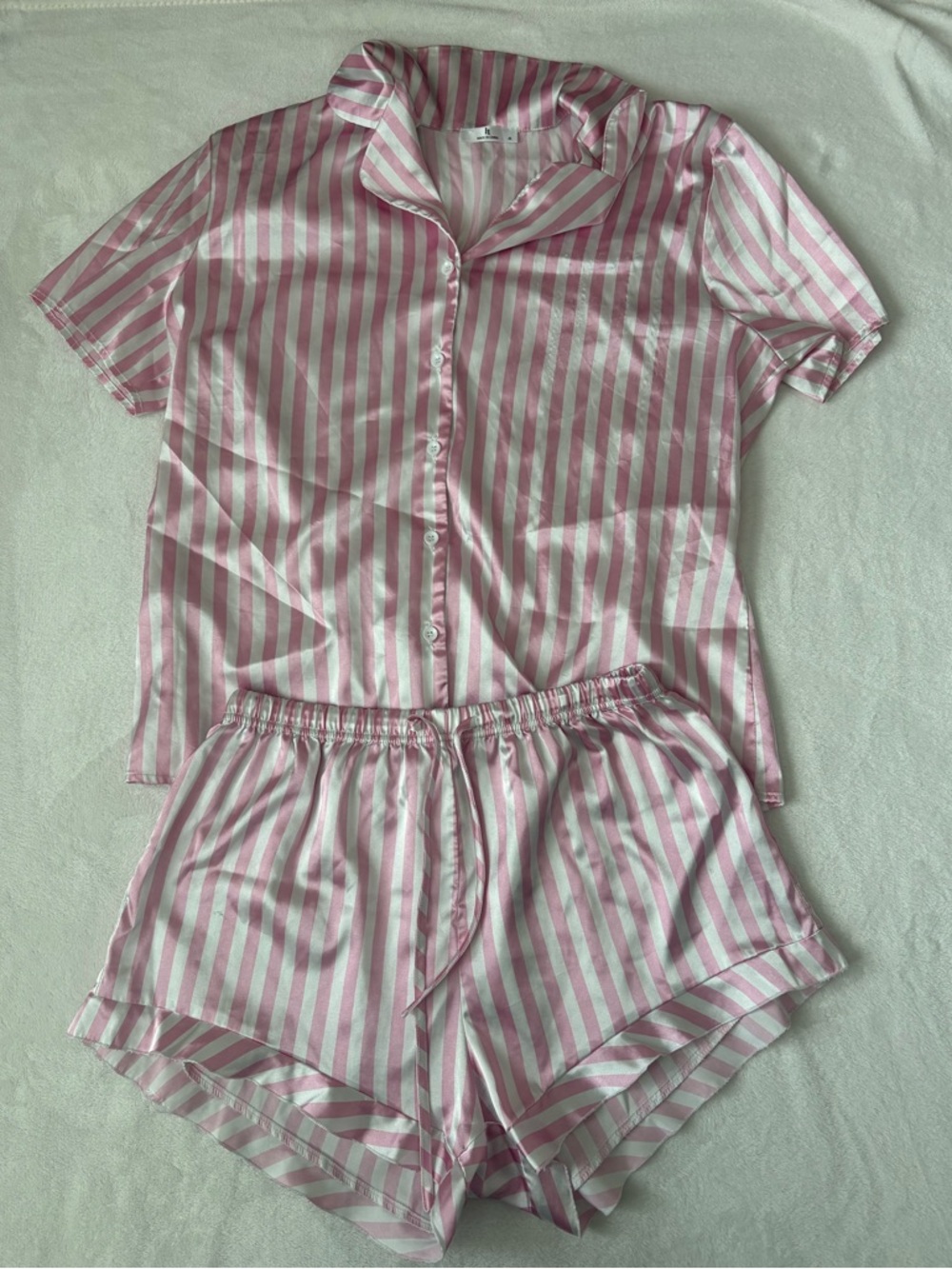 Striped Pink and White Short Pajama Set - Women